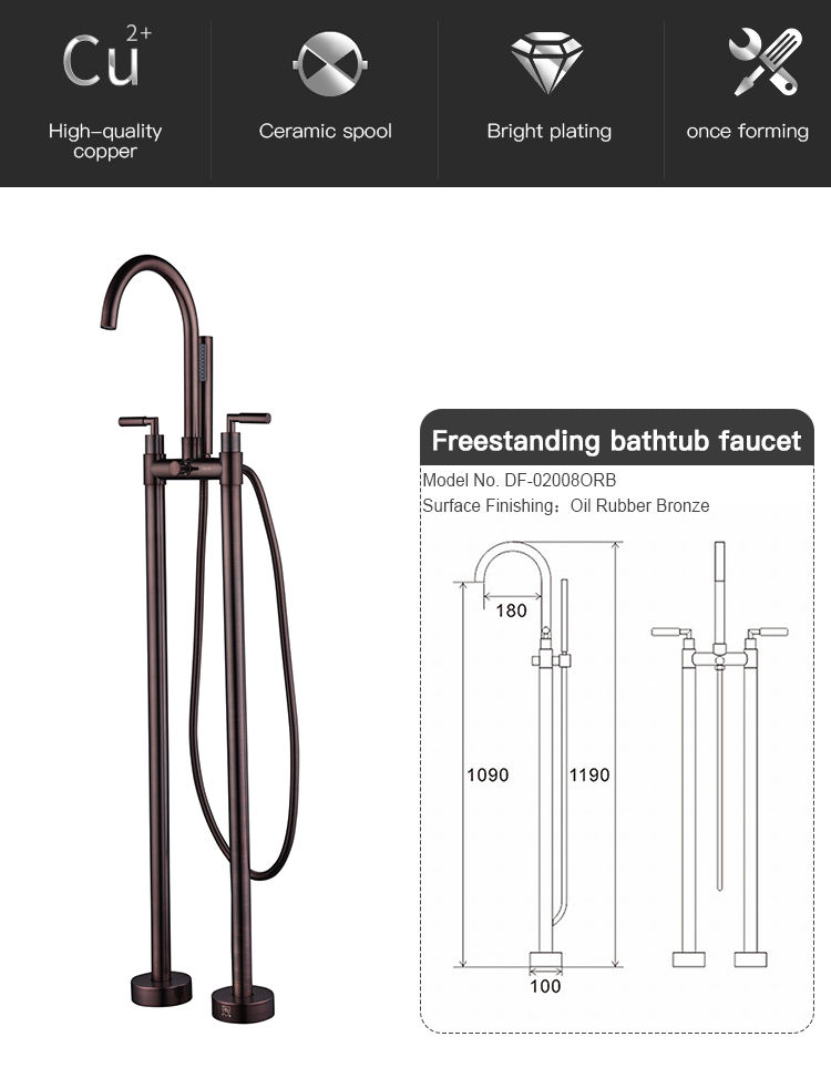 New style new dual handle bronze color mixer bathtub faucet with good quality