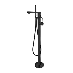 Black Freestanding Contemporary Shower Faucet Floor Mounted Bathtub Mixer