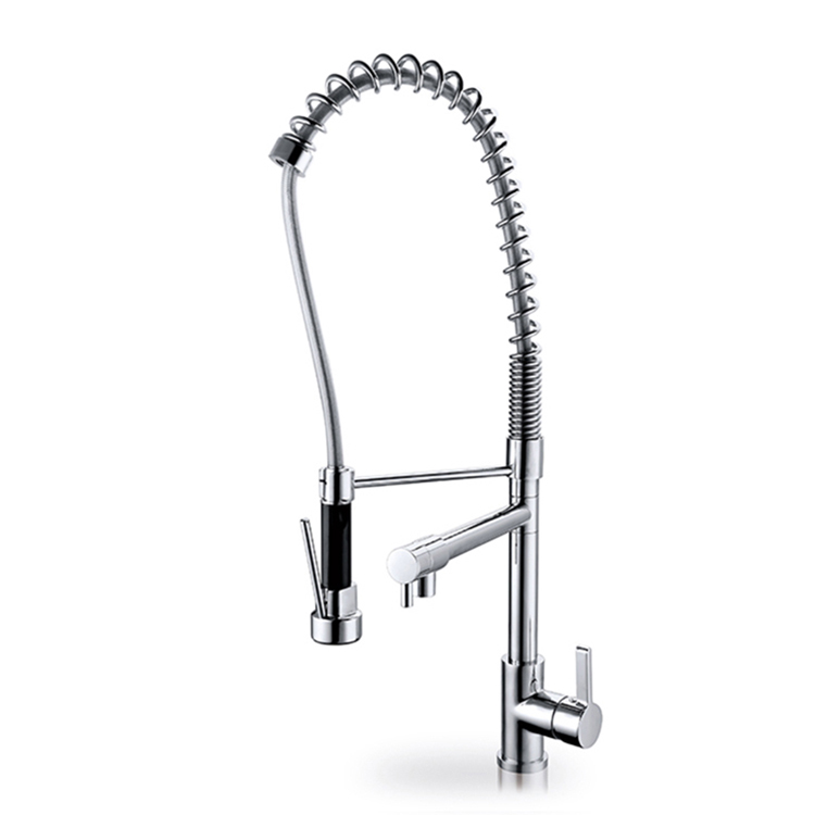 Deck Mount Sanitary Ware Brass Chrome S304 Stainless Steel Spring Pull-Out Sink Faucet Kitchen Mixer