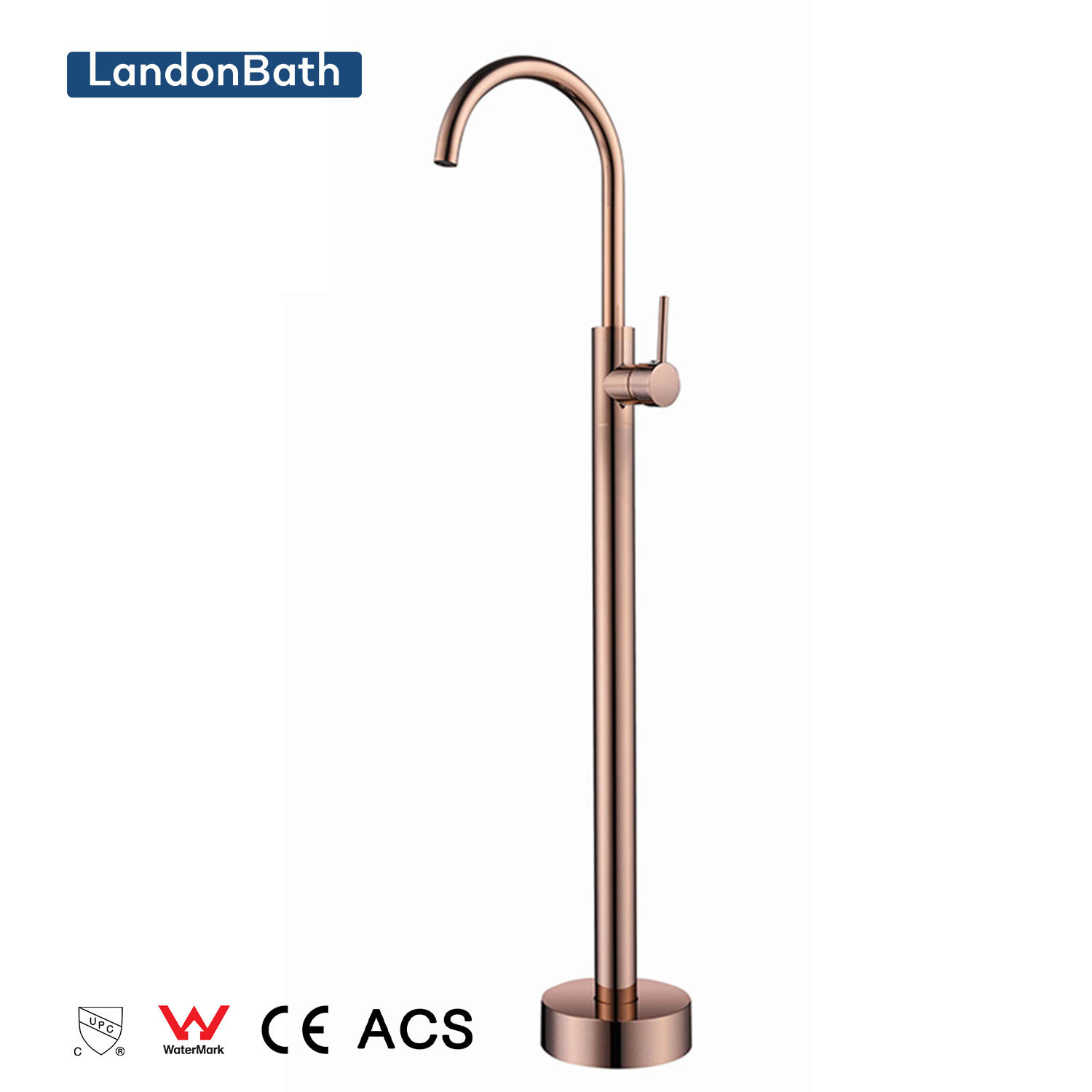 Round Cheap Simple Design Brass Bathtub Floor Standing Bathtub Mixer Faucet Tap