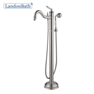 Traditional Style Brass Chrome Thermostatic Floor-Mount Bathtub Faucet