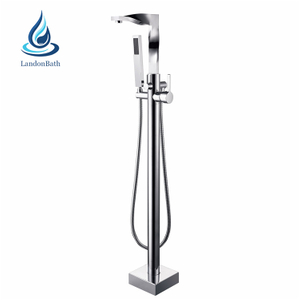 304 Stainless Steel Traditional Style Square Round Floor-Mount Bathtub Faucet
