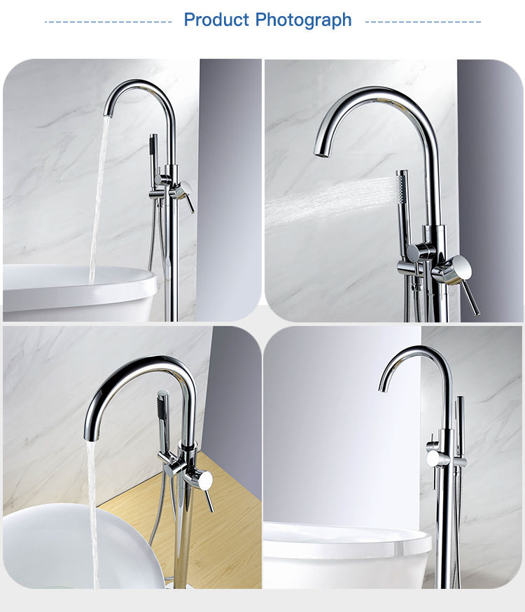 Free Standing Bathtub Filler Mixer Classic Faucet With Shower Freestanding Bath Tub Floor Fitting Brass Headset