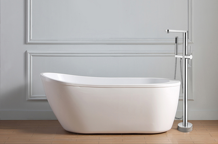 Chrome Floor Mounted Shower Bath Tub Faucet Free Standing Tub Filler Brass Freestanding Bathroom Bathtub Faucets