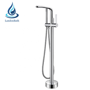 Luxury Bathtub Faucet Floor Mounted Long Spout Tub Mixer Tap Free Standing Single Handle Bathroom Tub Sink Tap with Handshower