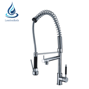 Single Handle Brass Body Pull Out Kitchen Faucet Tap With Spray Arc Faucets Down