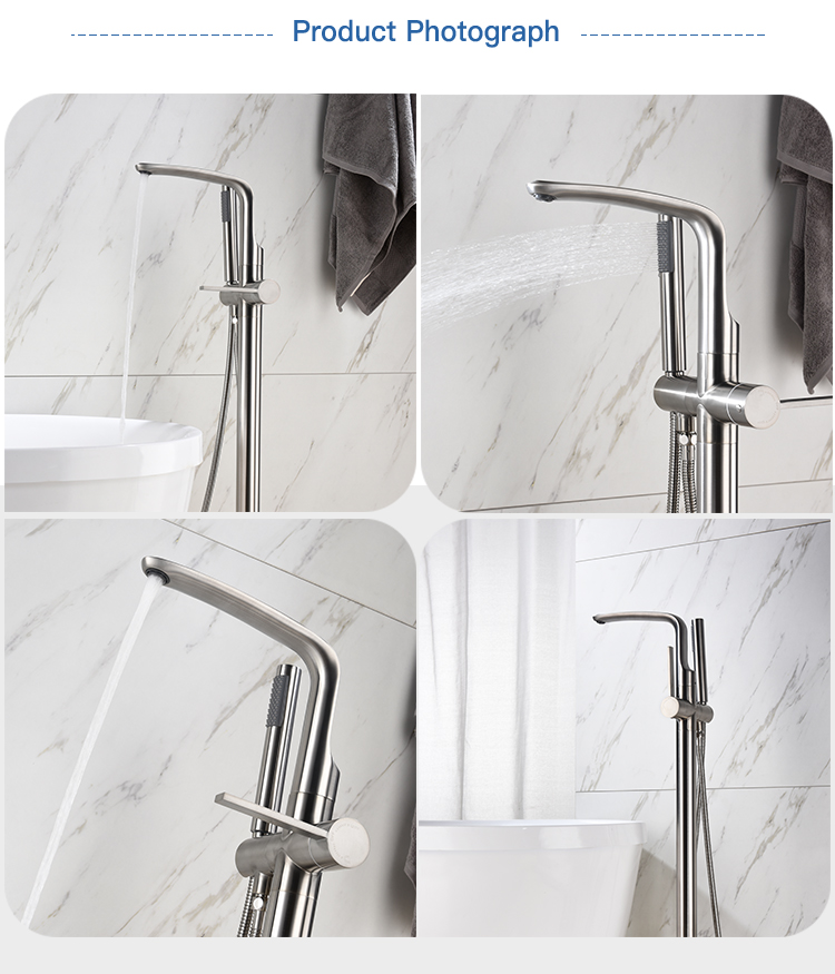 cUPC Approved Bathroom Shower Mixer Floor Standing Tap Matching Stand Bath Tub, Brass Floor Mounted Freestanding Bathtub Faucet