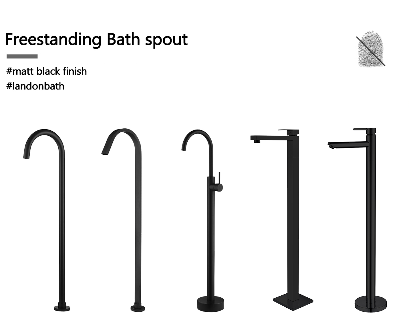 Watermark Matte Black Bathtub Faucet Floor Mounted Bath Filler Basin Tap