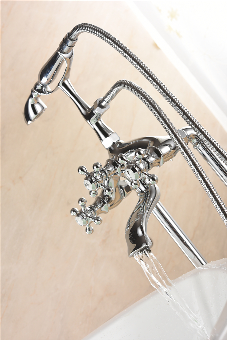 Classic Design Copper Hot Tap High Faucet Free Standing Mixer for Claw Foot Bathtub