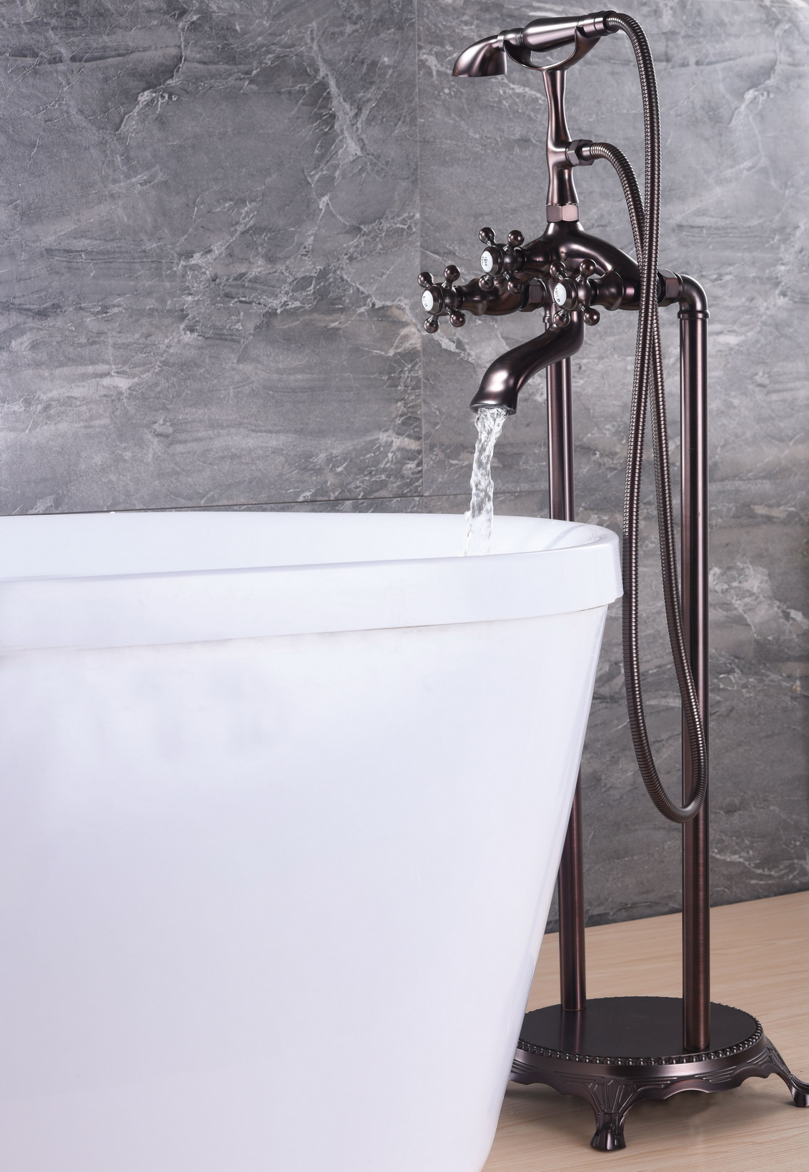 Matte Black Traditional Style Deck-Mount Roman Bathtub Faucet