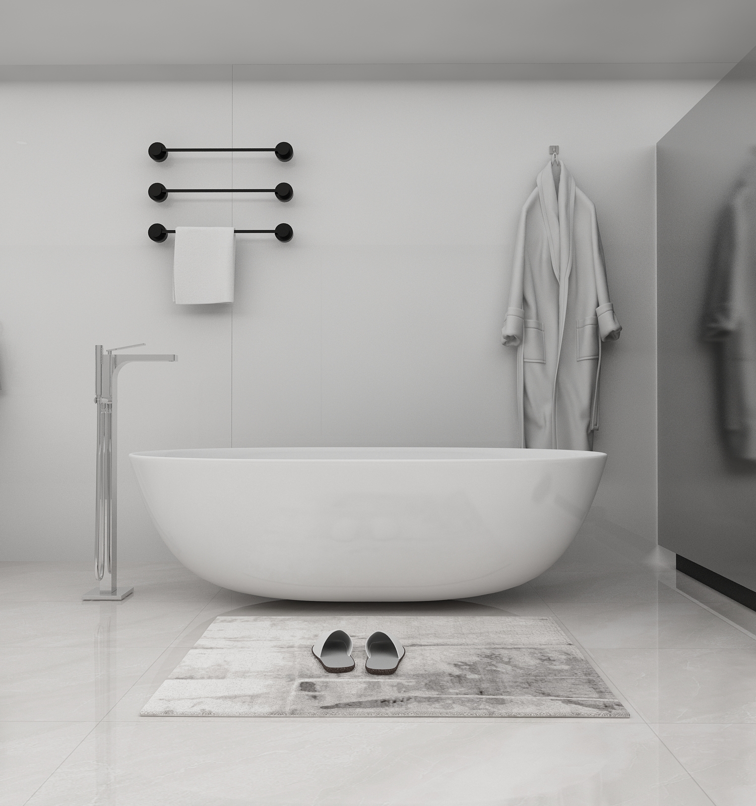 Freestanding Square Bathtub Faucet Chrome Bath Tub Mixer with Shower Hand