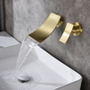One Handle Brushed Gold Water Tap Hot Cold Mixer Hidden In Wall Mounted Concealed Basin Faucet