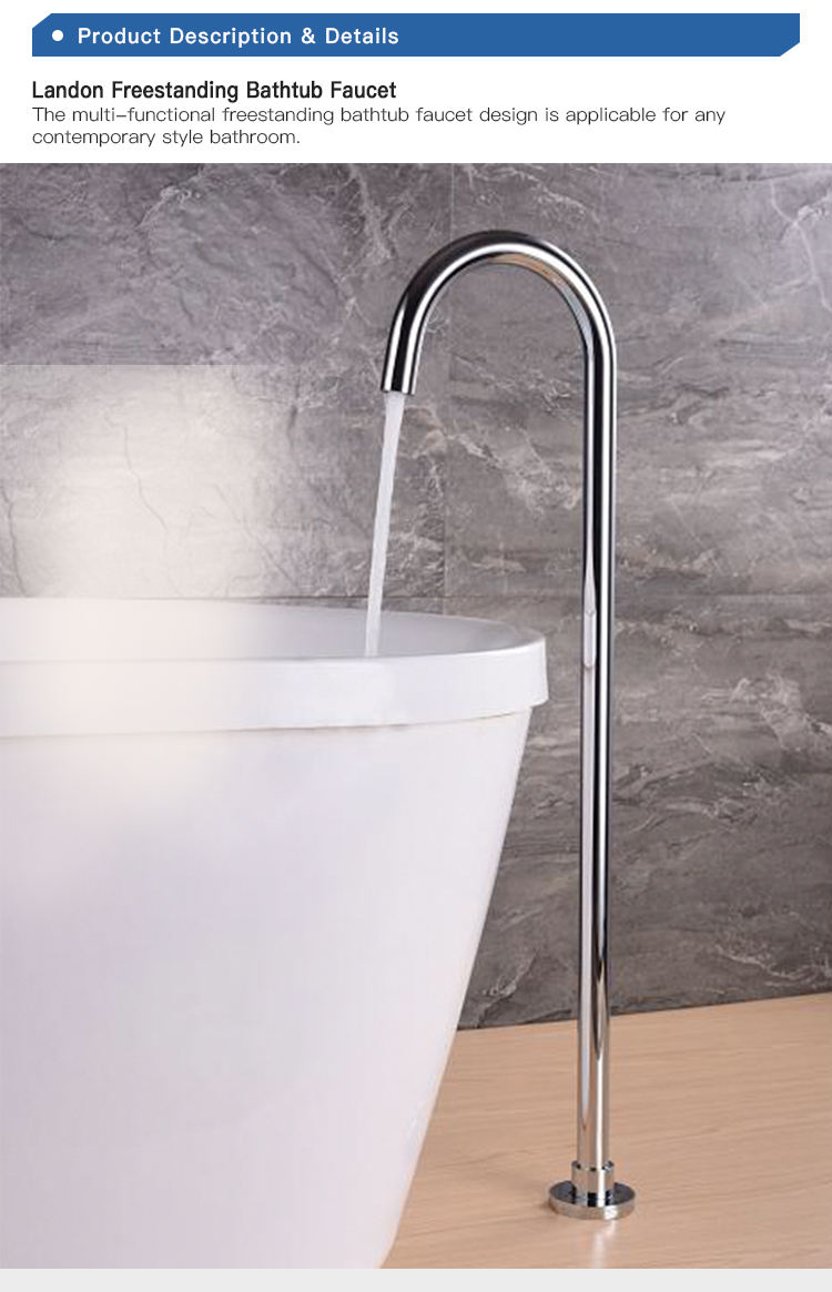 Freestanding Round Goose Neck Floor Mounted Free Standing Bath Spout