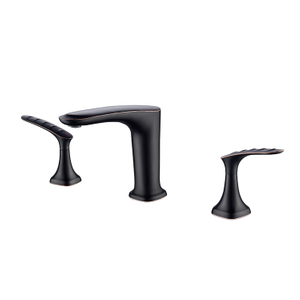 Factory Price Blackened 8" Widespread Bathroom Hand Washing Three Holes Brass Faucet For Basin
