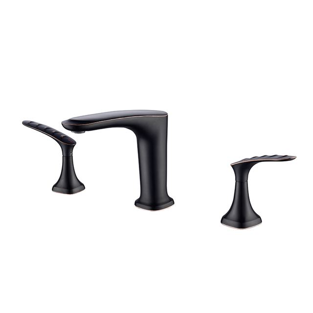 Factory Price Blackened 8" Widespread Bathroom Hand Washing Three Holes Brass Faucet For Basin