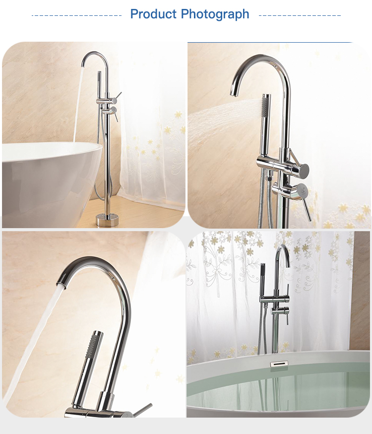 Floor Mounted Free Standing Bathtub Shower Faucet