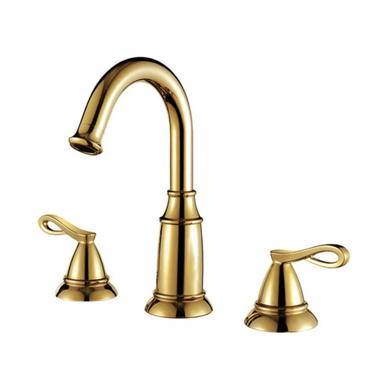 Brushed Gold Sink Faucet Dual Handle Basin Mixer Tap Bathroom Lavatory Faucet Widespread Sink Tap