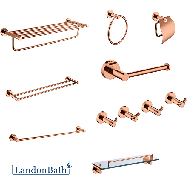 Rose Gold Bathroom Accessories Set Paper Holder Towel Rail 70Series