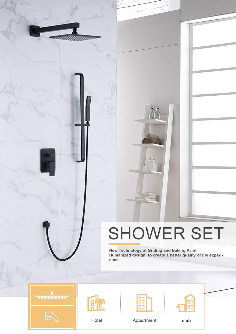 Robinet De Douche Noir Scottish Shower Black Faucets Showers Exposed Top Set Tapware Italian Outler Walls Hard Grid Hitam