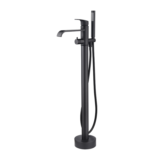 Super High Flow Rate Black Color Freestanding Bathroom Bathtub Tub Faucet Shower Mixer Tap