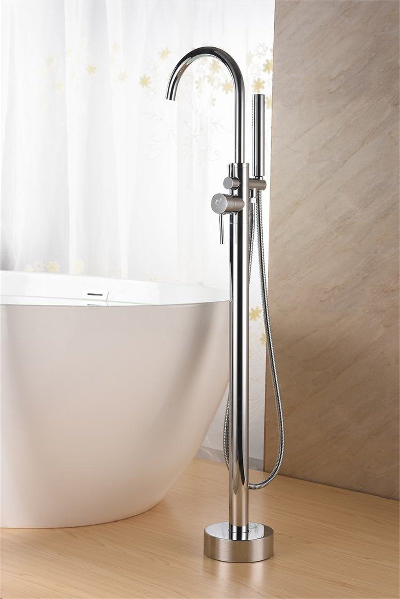 Brass Floor Shower Taps Freestanding Bath Tub Faucet Bathtub Mixer Free Standing Tub Facuet