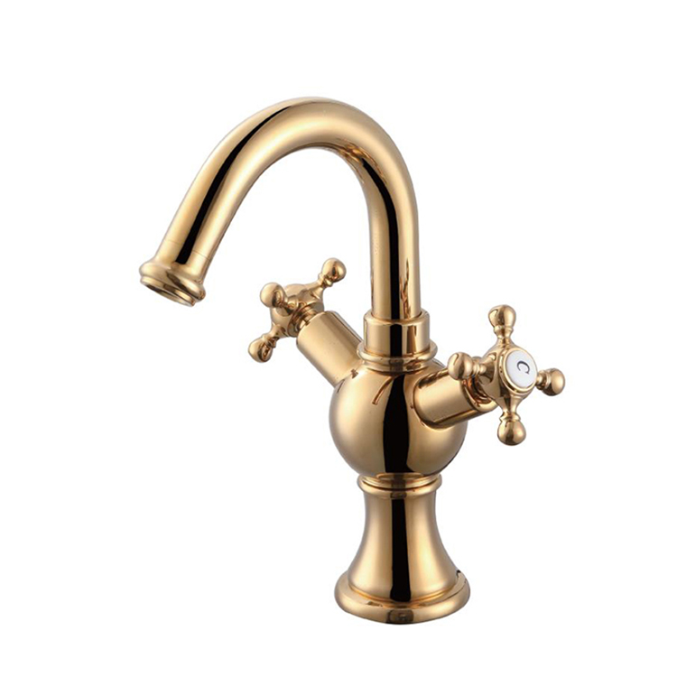 Basin Mixer Dual Handle Solid Brass Deck Mounted New Design Faucet Bathroom Faucet Gold Sink