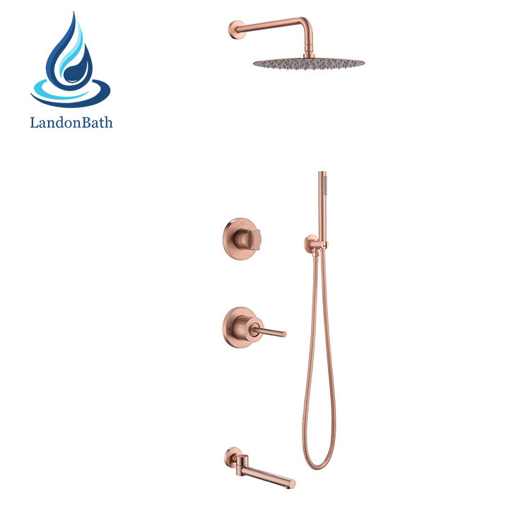 Shower Set Black Golden Bath Fucets Heads Gold Column Rose Faucet For Outdoor Color Pa El Plated Mixer Taps With Brass Head