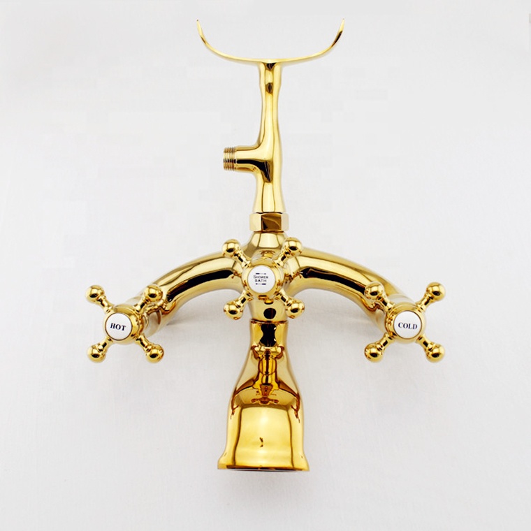 Rose Gold Antique Freestanding Bath Tub Mixer Tap Floor Mounted free stand Bathtub Mixing Faucet