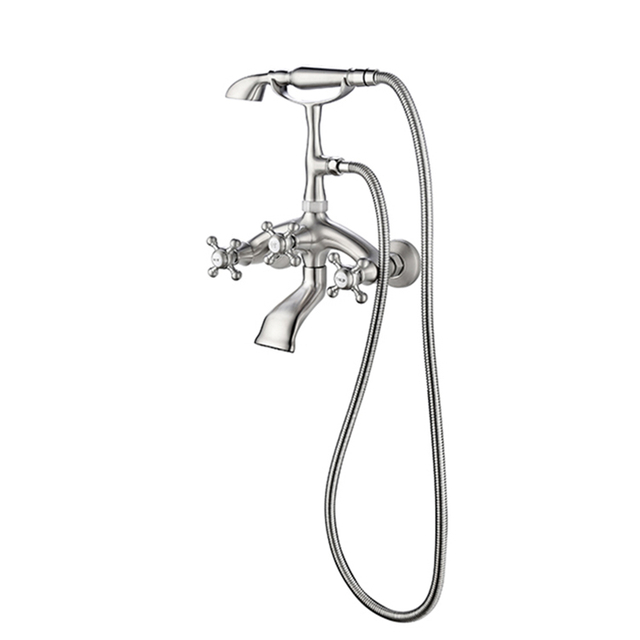 Telephone-Style Bath Faucet Wall Mounted Nickle Faucet for Clawfoot Tub