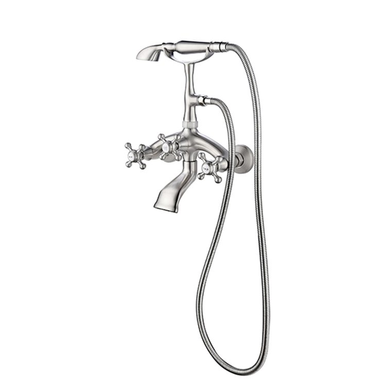 Telephone-Style Bath Faucet Wall Mounted Nickle Faucet for Clawfoot Tub