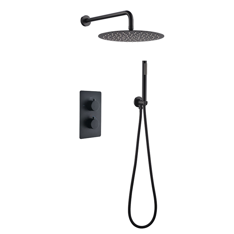 Matt Black Temperature Wall Mounted Concealed Rain Shower Fixtures Set Bathroom Faucet Thermostatic Bathroom Faucet