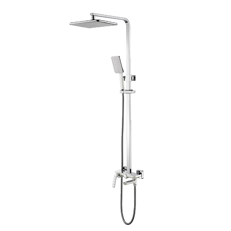 Contemporary Square Rainfall Shower Set White Shower Mixer Single Handle For Bathroom