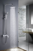 Exposed Rain Shower Set With Handshower And Adjustable Slide Bar Wall Mount Round Shower With Mixer