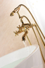 Antique Gold Triple Handle Freestanding Bath Tub Mixer Faucets Phone Style Floor Mounted Bathtub Faucet Claw Foot Tub Tap