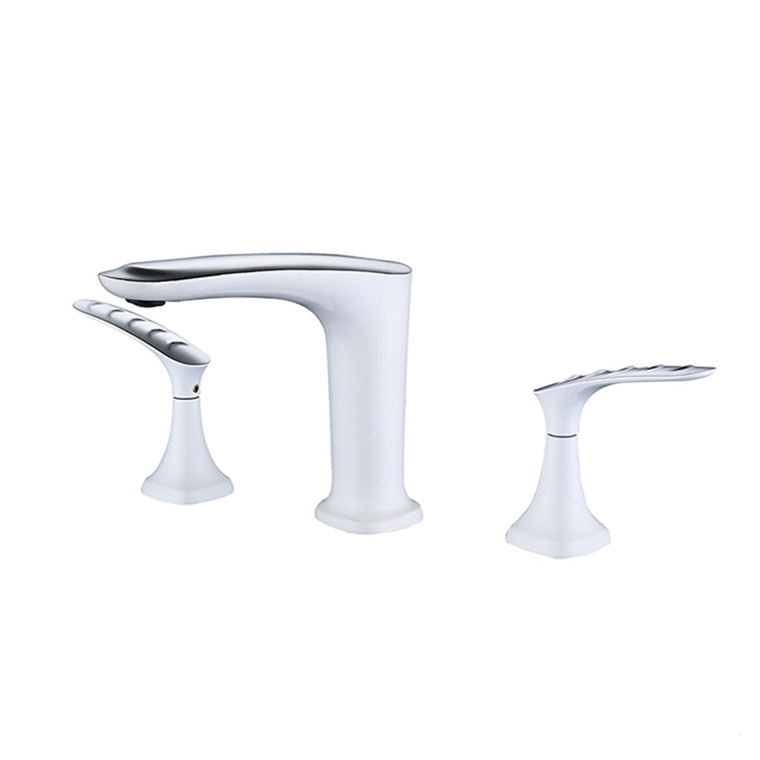 Deck Mounted Dual Handles Basin Faucets Mixer Water Mixer Taps Luxury 3 Hole Taps Bathroom Basin