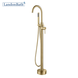 Floor-Mount Bathtub Faucet French Gold Thermostatic Bathtub Tap