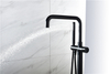 Single Handle Matte Black Thermostatic Floor-Mount Bathtub Faucet
