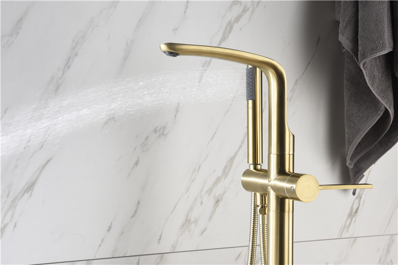 French Gold Brass Chrome Free Standing European Style Bath Tap