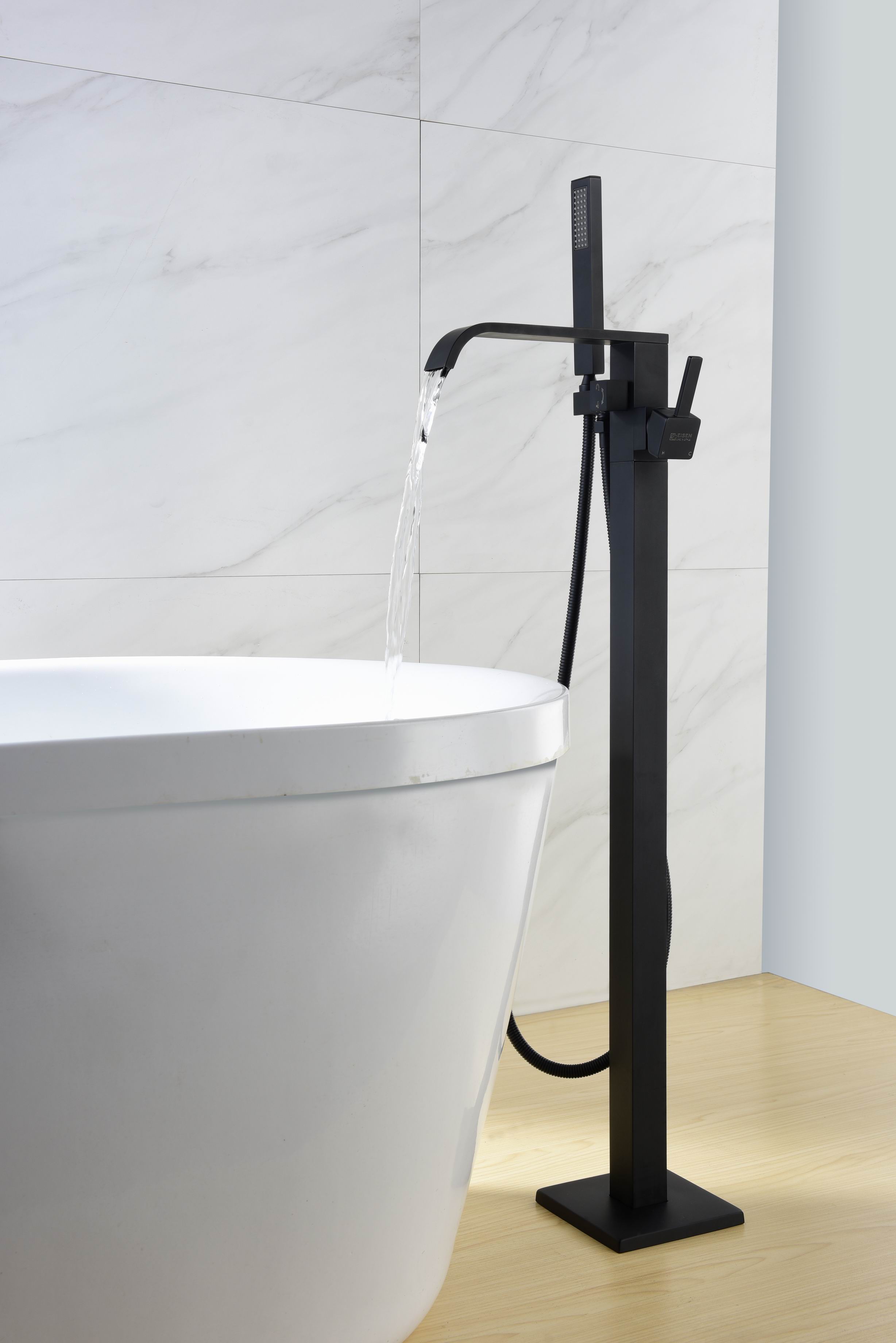 Classical White and Matt Black Landon Bath Freestanding Faucet