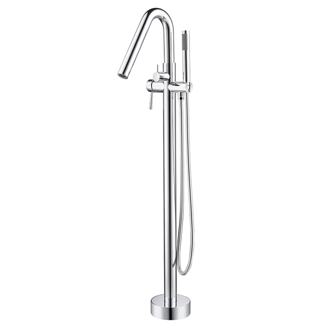 High Flow Rate Brass Round Freestanding Tub Faucet Filler DF-02043-2V