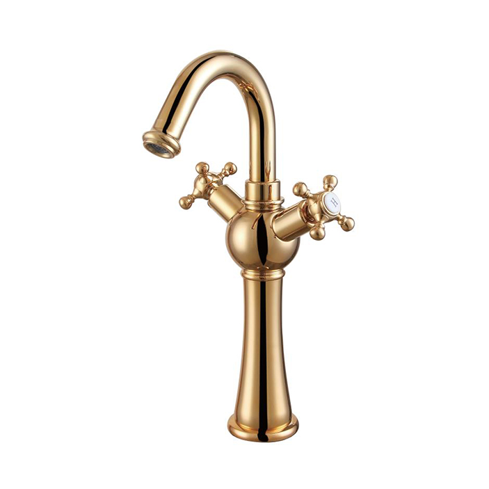 Most Popular Dual Handle Brass Body Antique Basin Tap Vintage Bathroom Tall Faucet