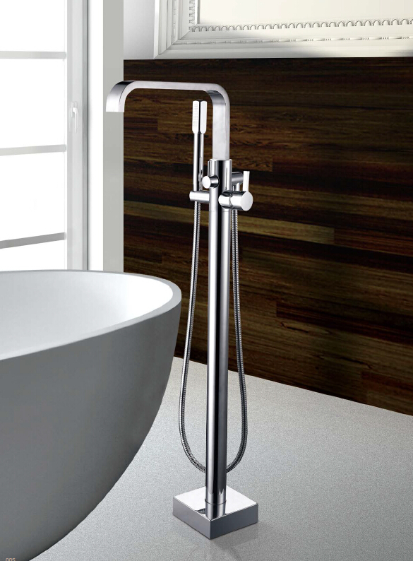 Chrome Floor Mounted Shower Bath Tub Faucet Free Standing Tub Filler Brass Freestanding Bathroom Bathtub Faucets
