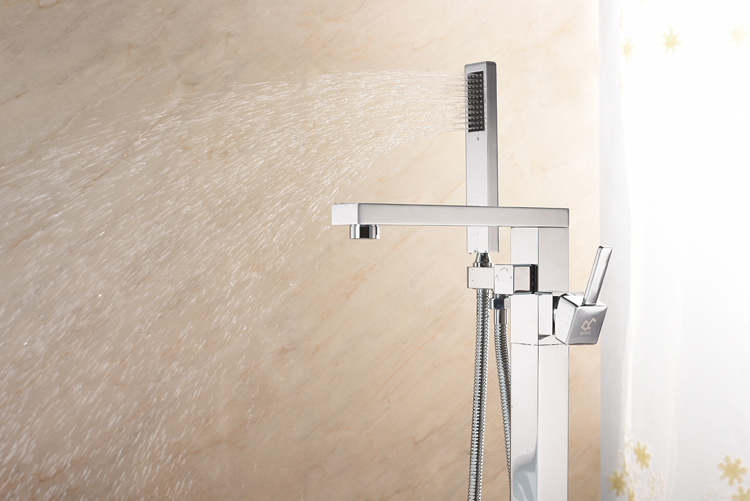 Stainless Steel Floor Standing Bathtub Faucet Bathroom Faucet