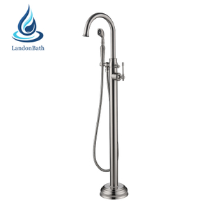 European Style Brass Bath Filler Freestanding Floor Mounted Bathtub Faucet With Shower Hand Mixer Tap