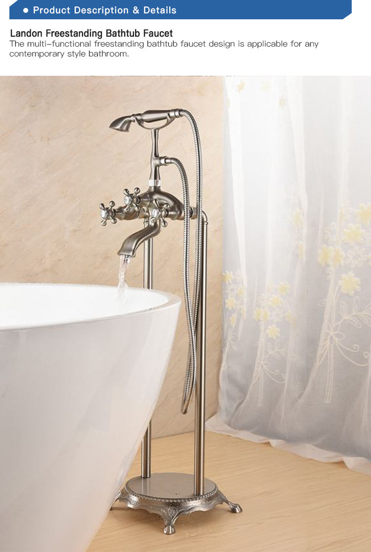 Luxury Floor Mount Bathtub Faucet, Tub Free Standing Bath Tap