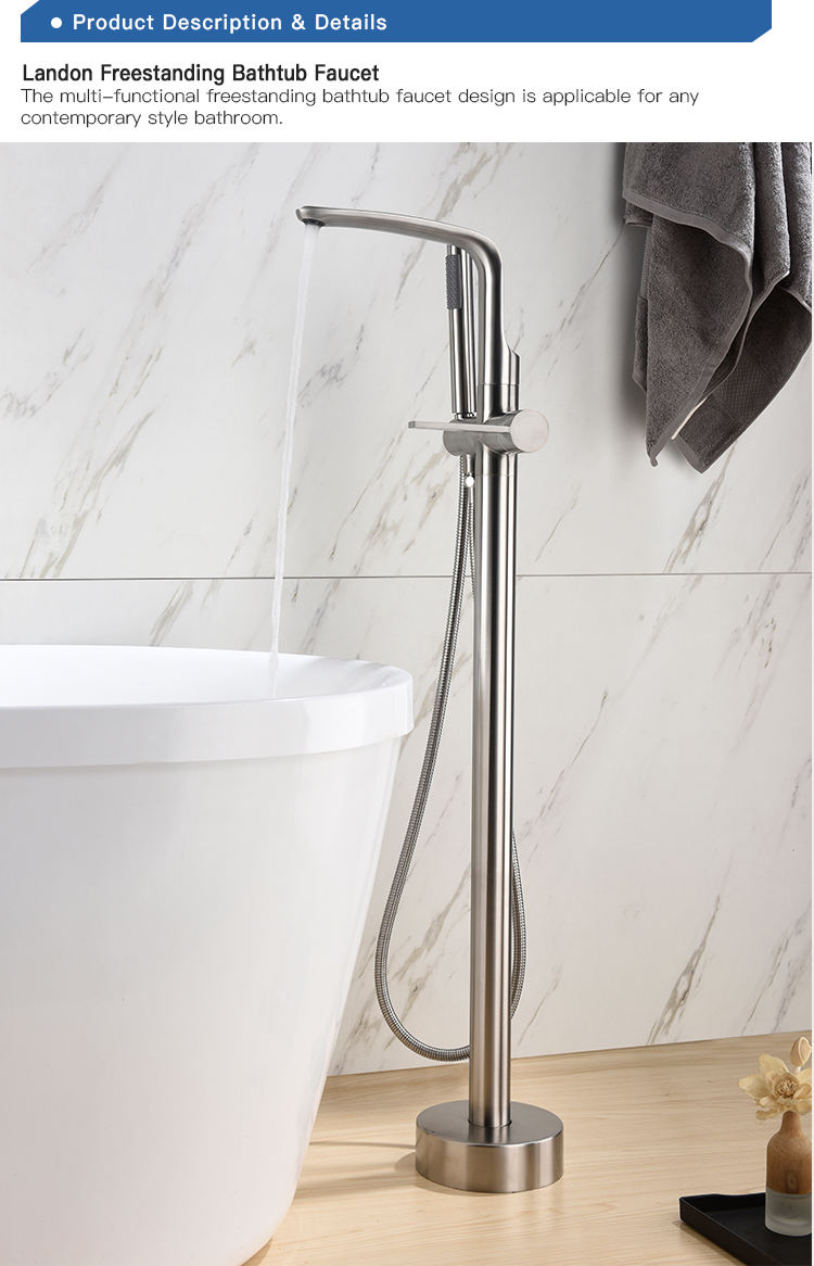 cUPC Approved Bathroom Shower Mixer Floor Standing Tap Matching Stand Bath Tub, Brass Floor Mounted Freestanding Bathtub Faucet