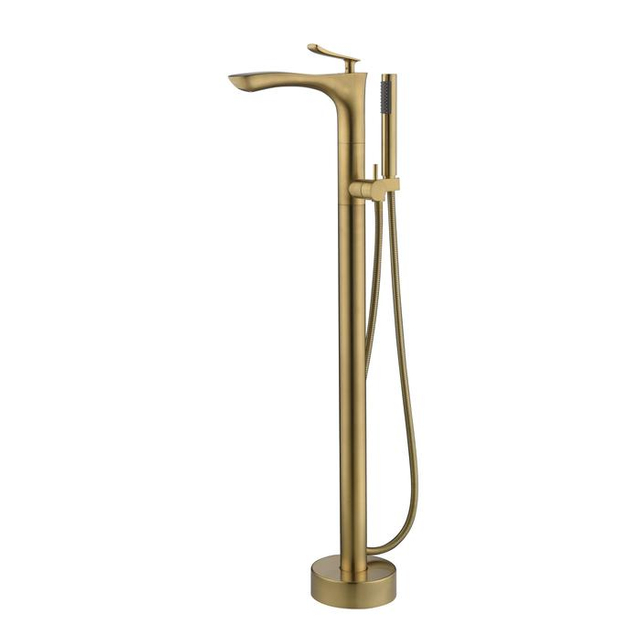 Gold Plated Brass Luxury Bathtub Faucet With Handle Shower
