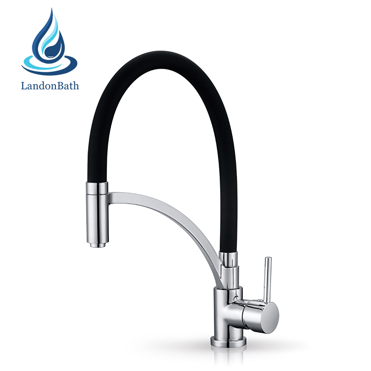 Silicon Plastic Hose Pull Down Type Kitchen Faucet Brushed Black Chrome Cuisine Zinc Tap Modern Bathroom Sink Matte Flexible