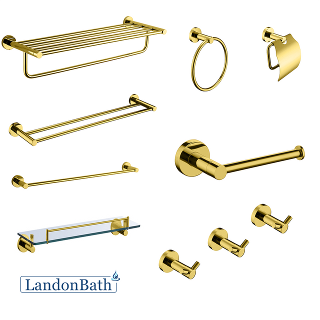 Bright Gold Bathroom Accessories Set Paper Holder Towel Rail 70Series